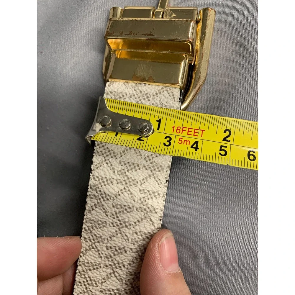 Michael Kors Belt‎ for Women Size S White Black Synthetic Gold Buckle Solid
